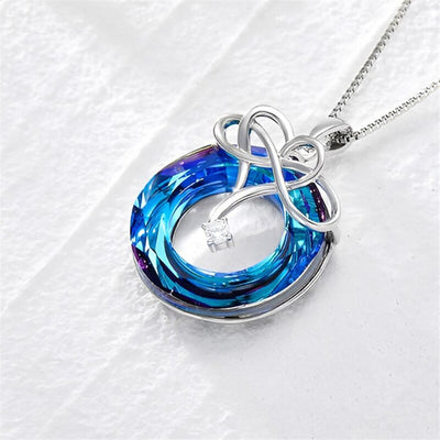 Set Oneindige Liefde Ketting + Oorbellen met Blauwe Zirkonia in Zilver 925