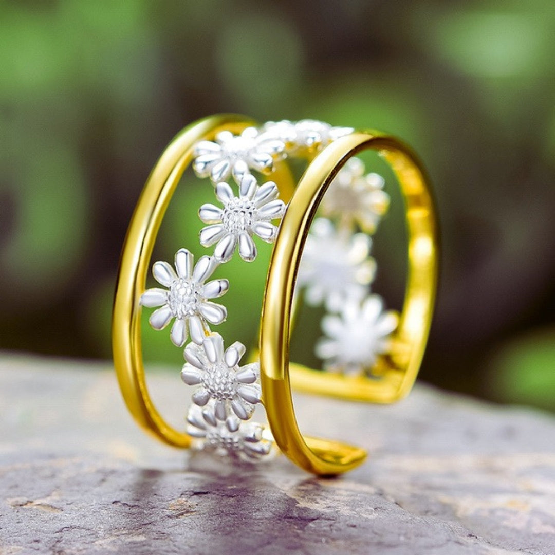 Beauty Daisy Ring in Zilver en Goud