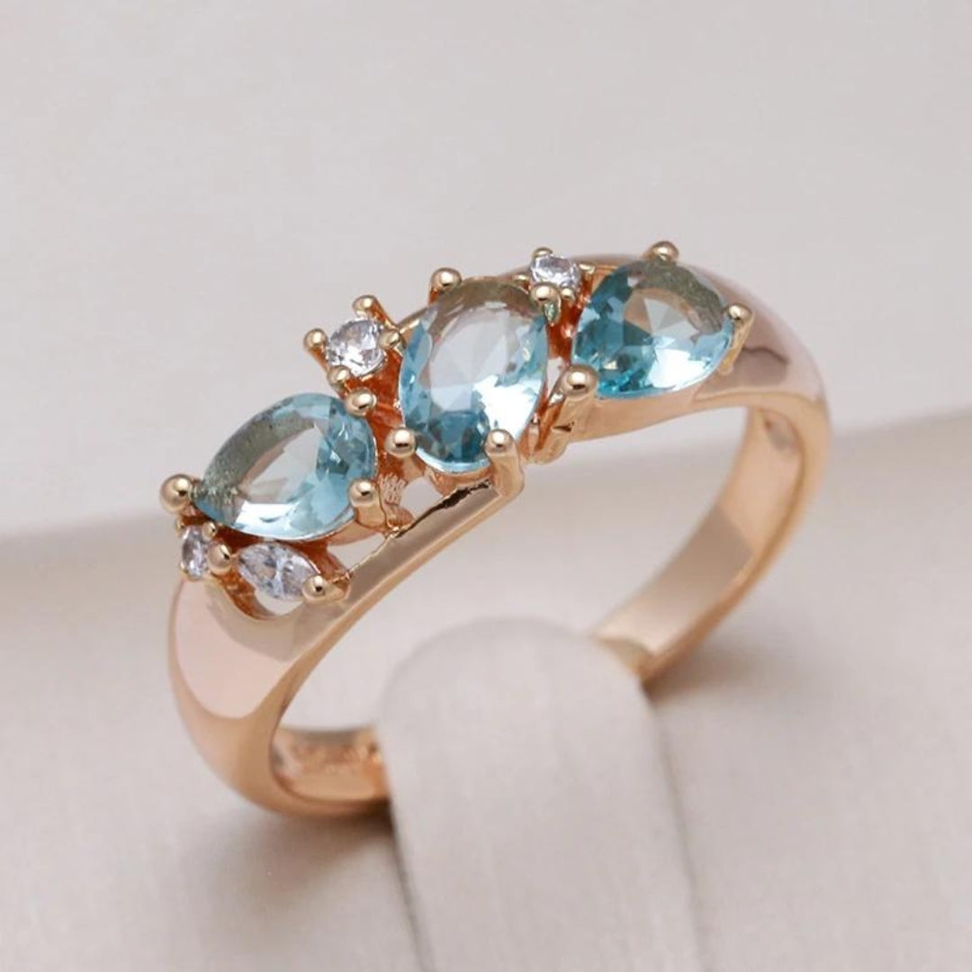 Blauwe Zirkonia Ring in Goud