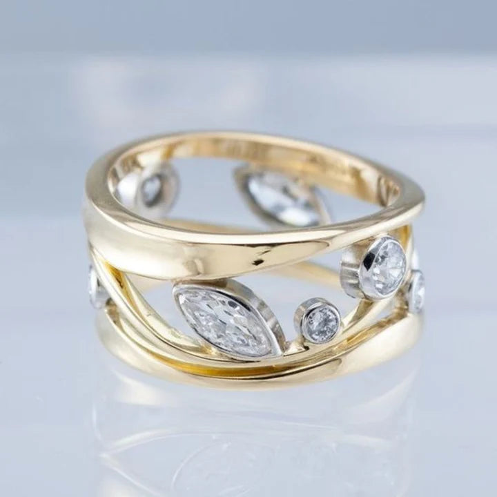 Vintage gouden zirkonia ring