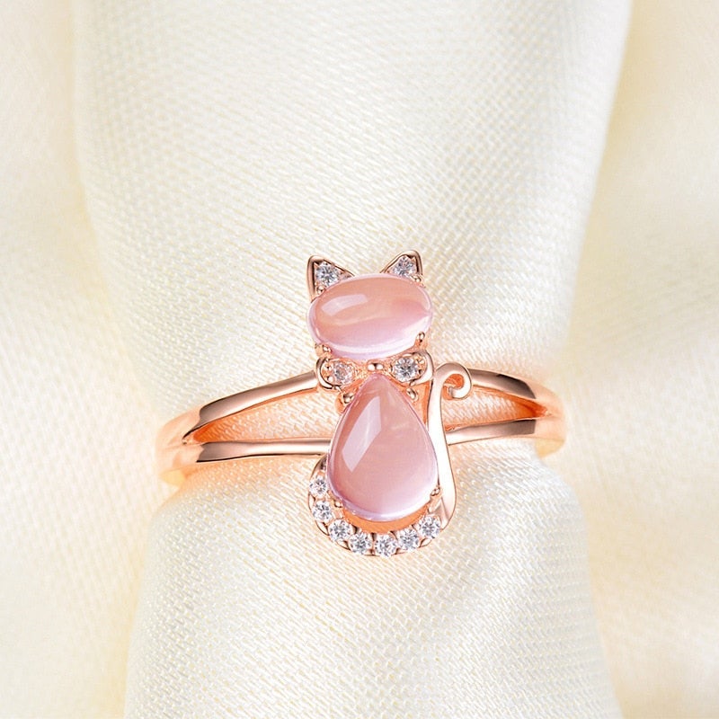 Kat Ring in Roze Goud