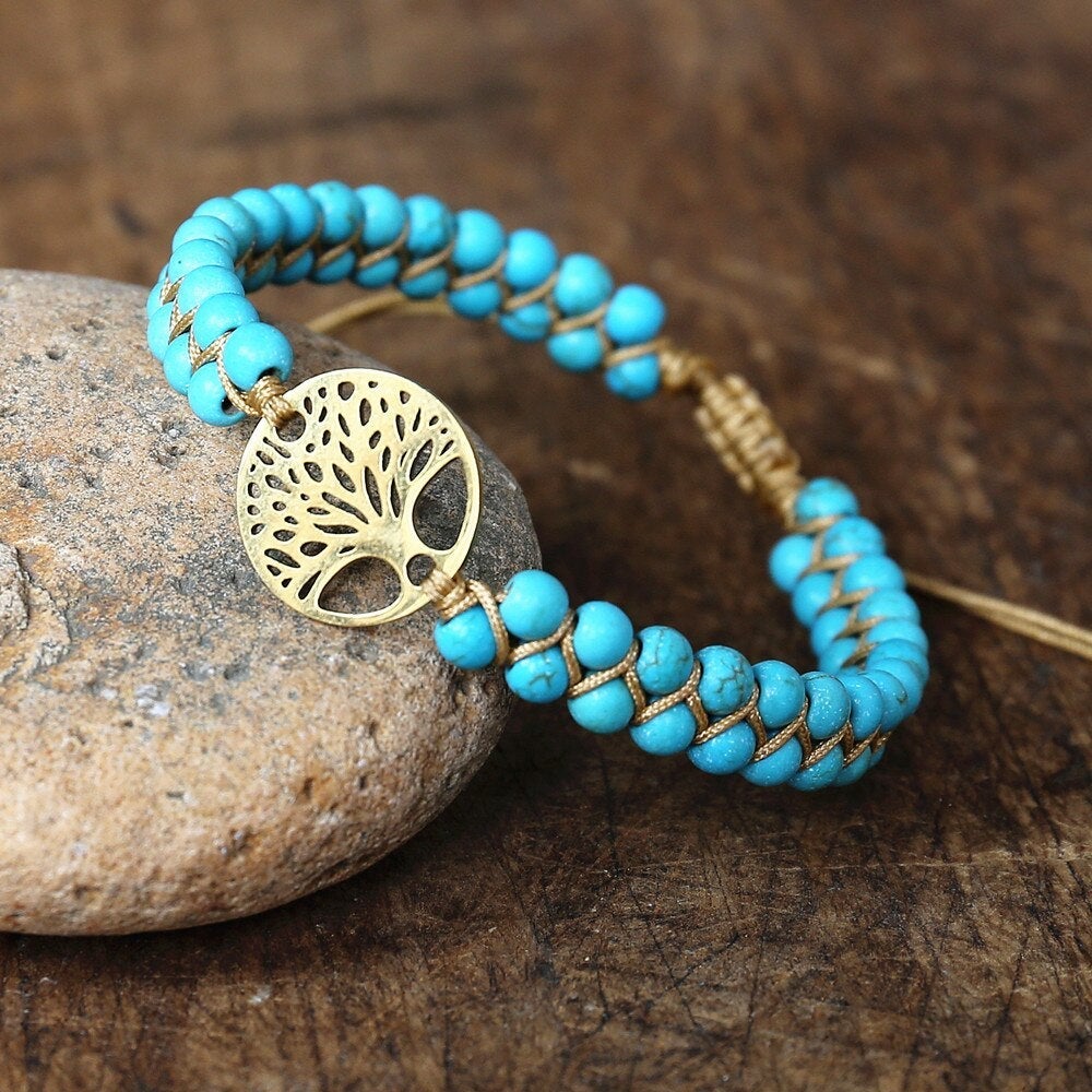 Armband Boom des Levens Handgemaakte Turquoise Steen