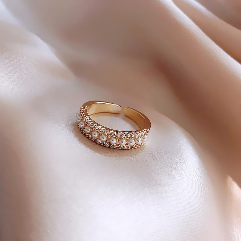 Luxe ring in goud en parels