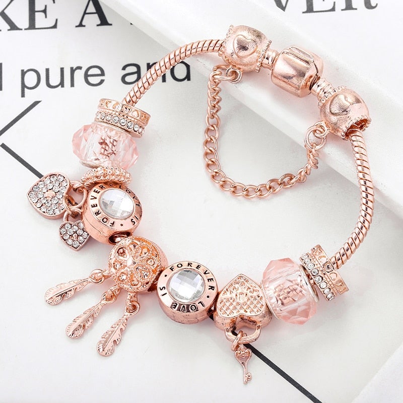 Rose Dromenvanger Armband met Bedels Inclusief in Sterling Zilver