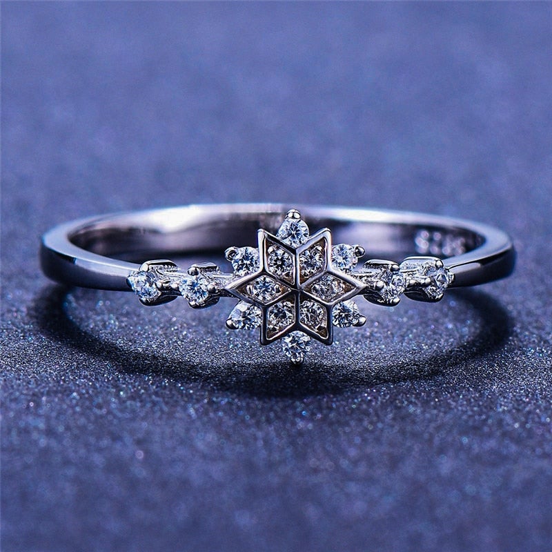 Sneeuwvlok Ring in Sterling Zilver 925