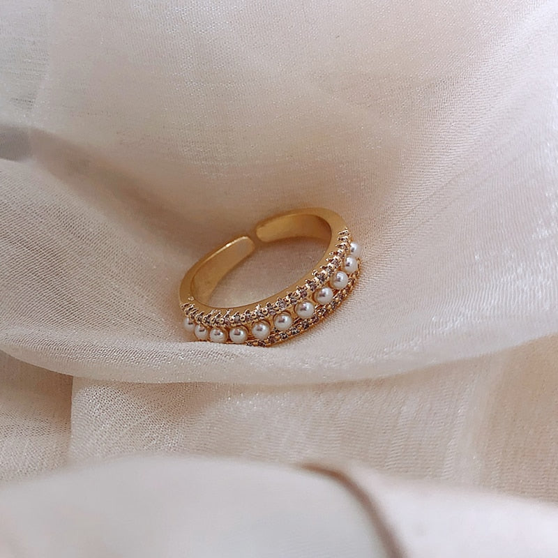 Luxe ring in goud en parels