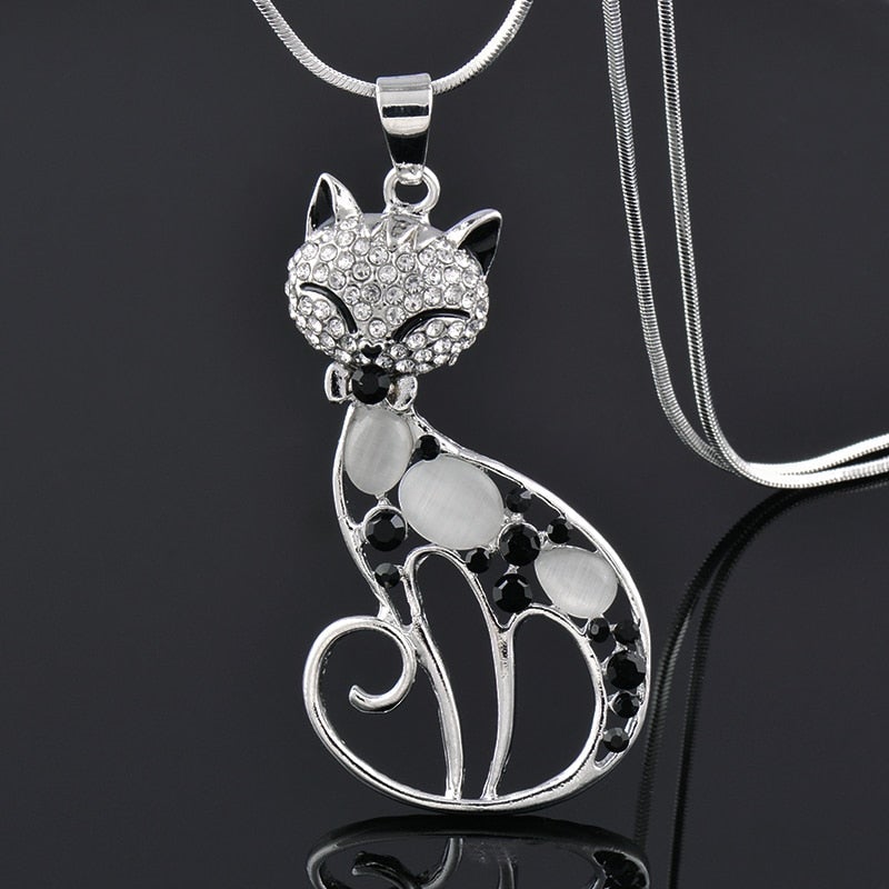 Katten van Liefde Ketting in Sterling Zilver en Zirkonia ingelegd