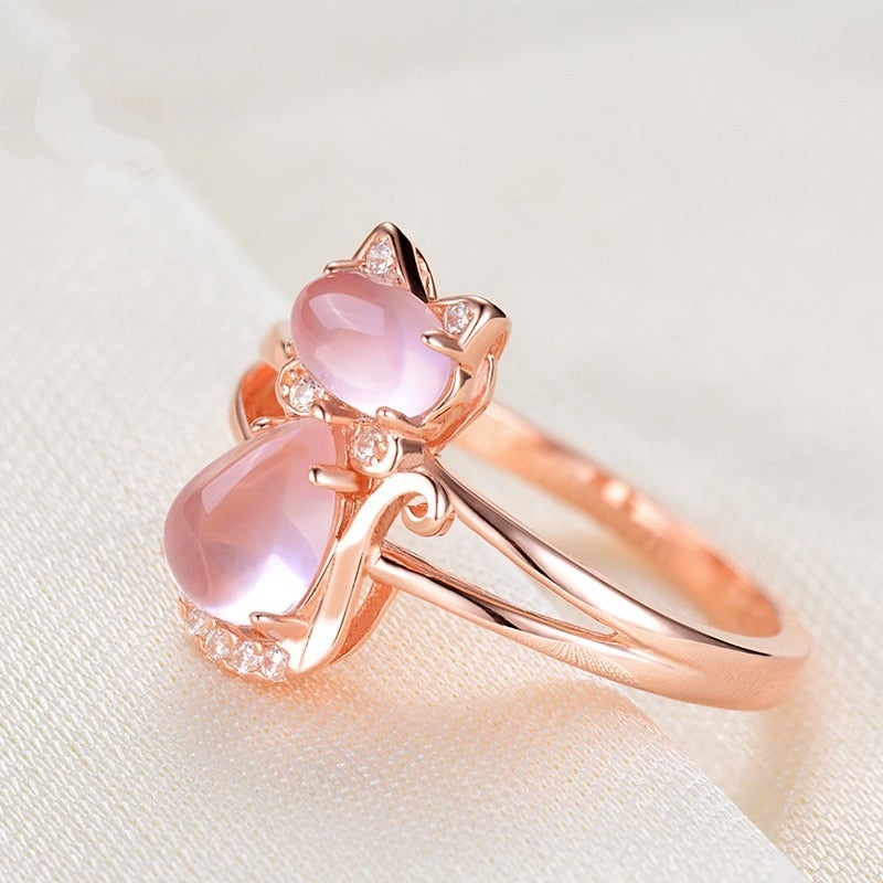 Kat Ring in Roze Goud