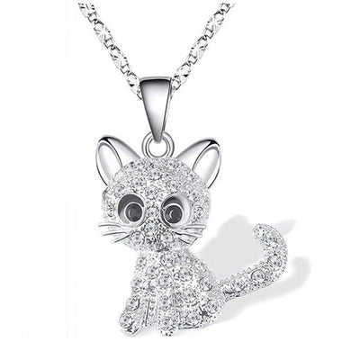 Zilveren Baby Kittens en Gekleurde Zirkonia Ketting