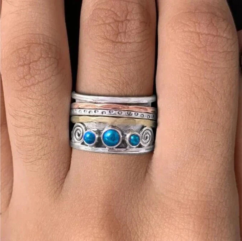 Oceanische Opaal Boho Ring in Zilver