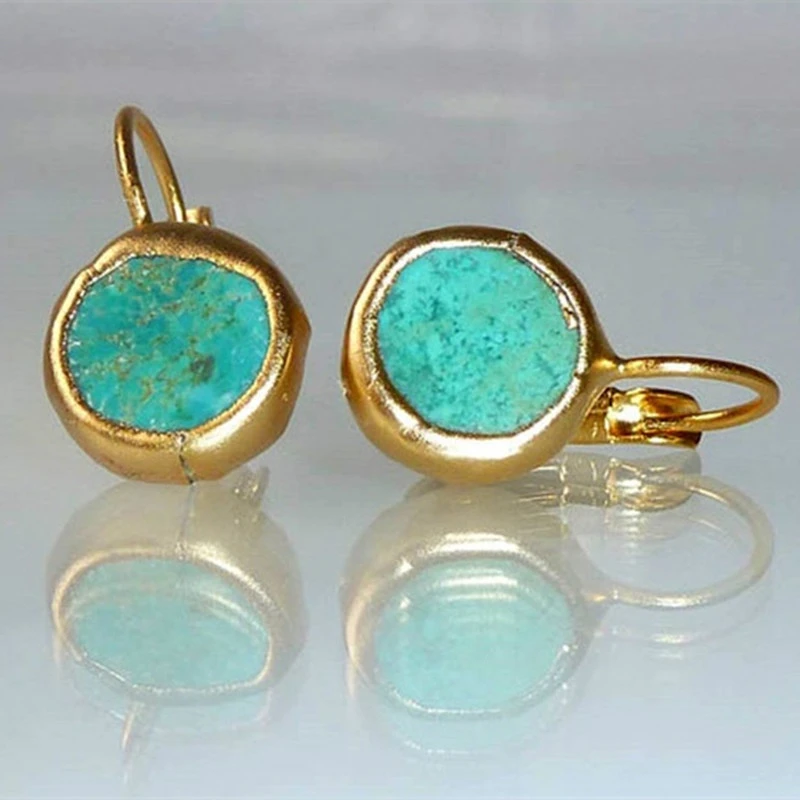 Gouden Oorbellen met Turquoise Steen