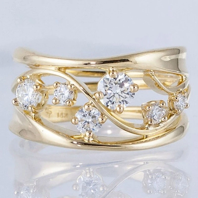 Elegante vergulde ring met zirkonia