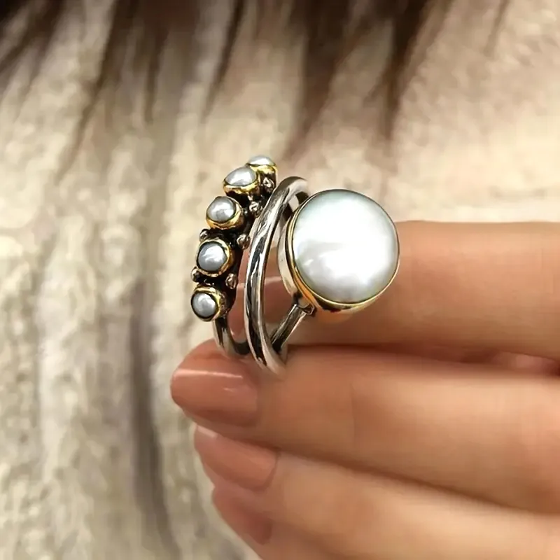 Vintage Pearl Ring in zilver