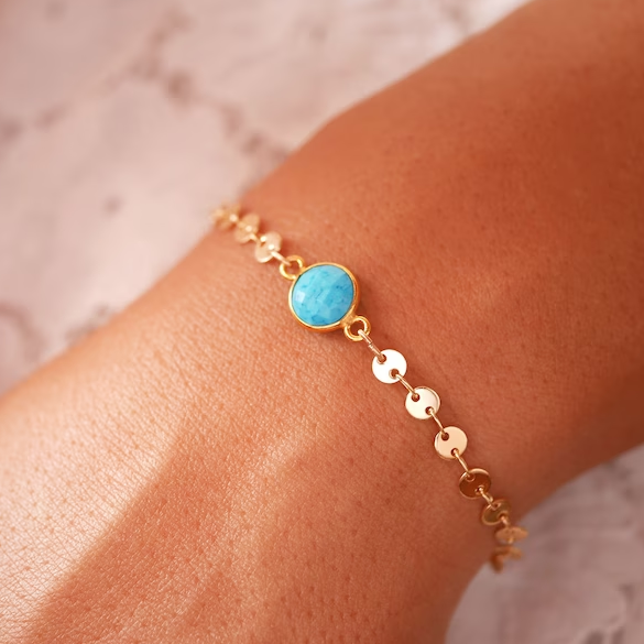 Vintage gouden armband met turquoise steen