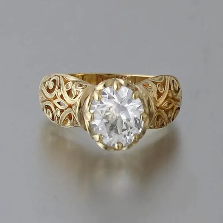 Gouden Vintage Witte Ring