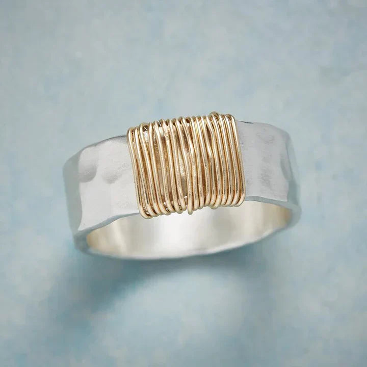 Vintage Gouden Draad Ring in Zilver