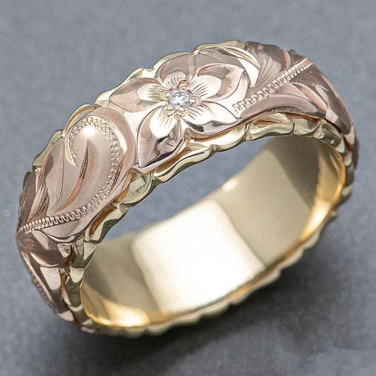 Vintage Rose Bloem Gouden Ring