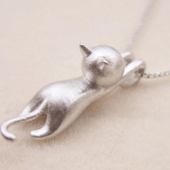 925 Sterling zilveren speelse Kitty ketting